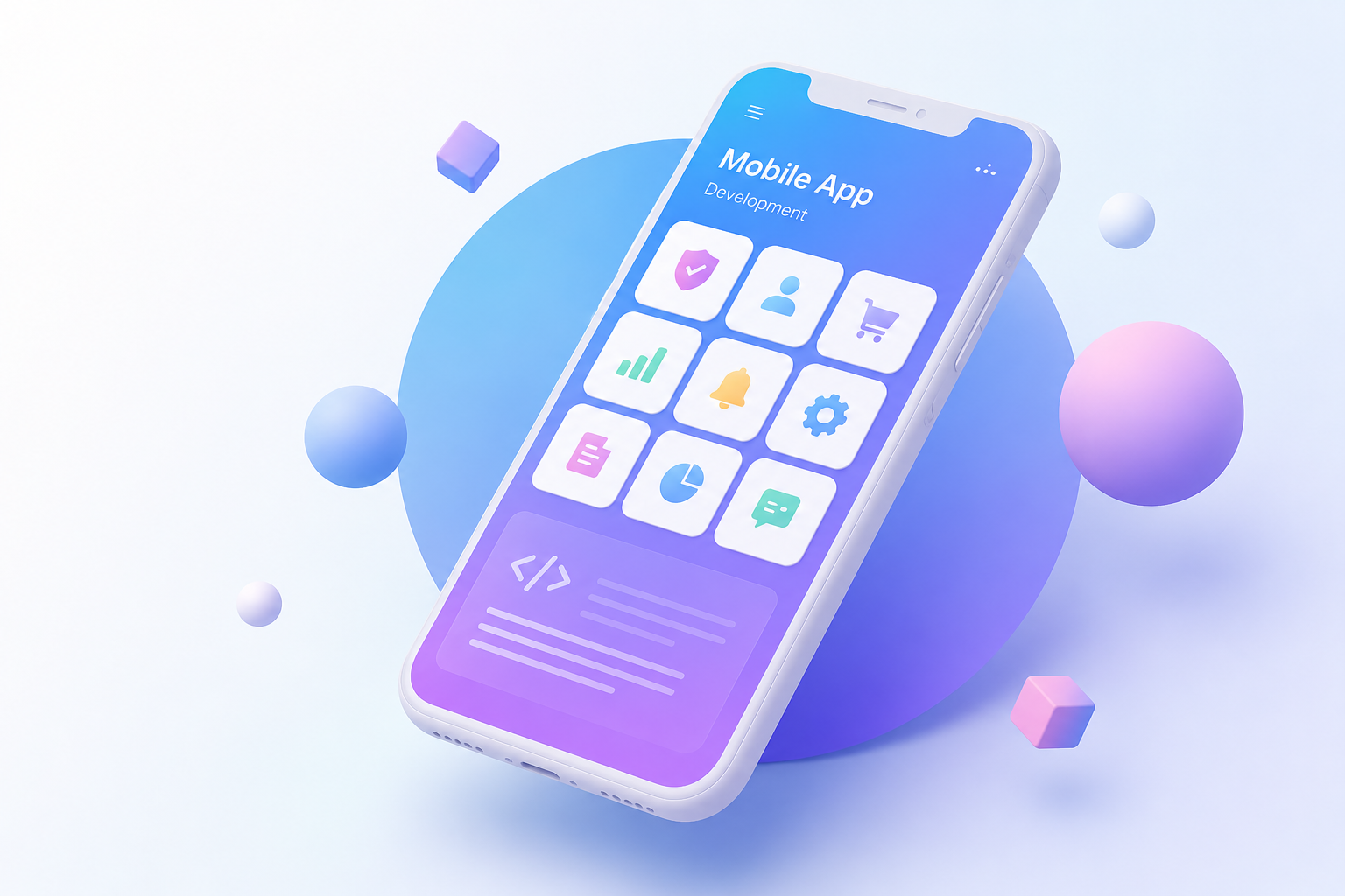 Mobile app development interface displayed on a smartphone